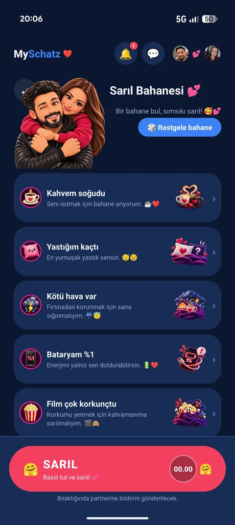 Gerçek Sarıl Bahanesi ana sayfa ekranı